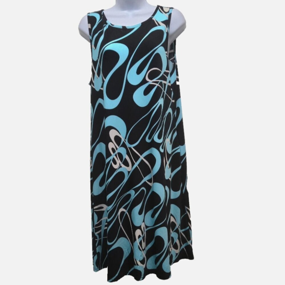 Lily Geo Swirl Sleeveless Midi Dress w/Pockets Size L
